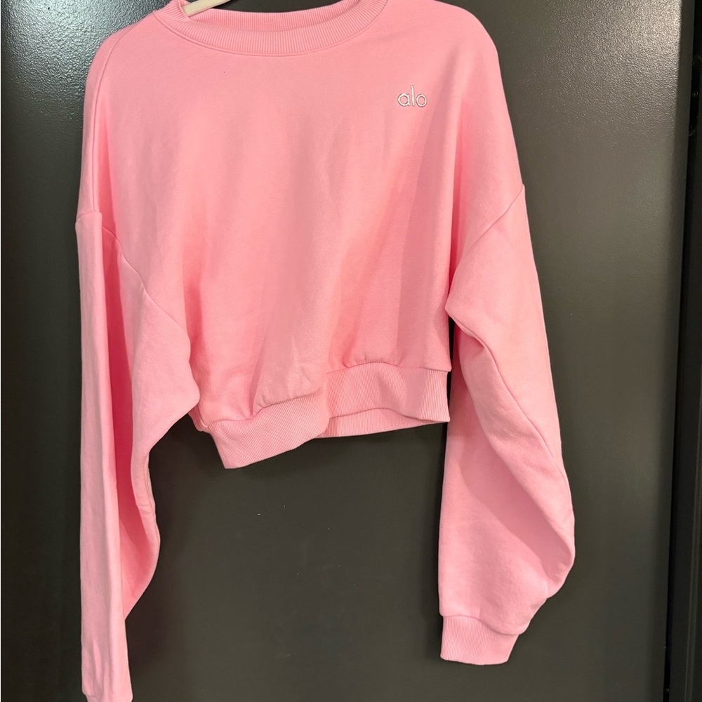 ALO Yoga Women's Pink Cropped Sweatshirt